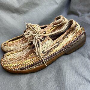 Twisted X WDM0084 Basketweave Driving Moccasins Shoes Size 8.5 M Boat Style